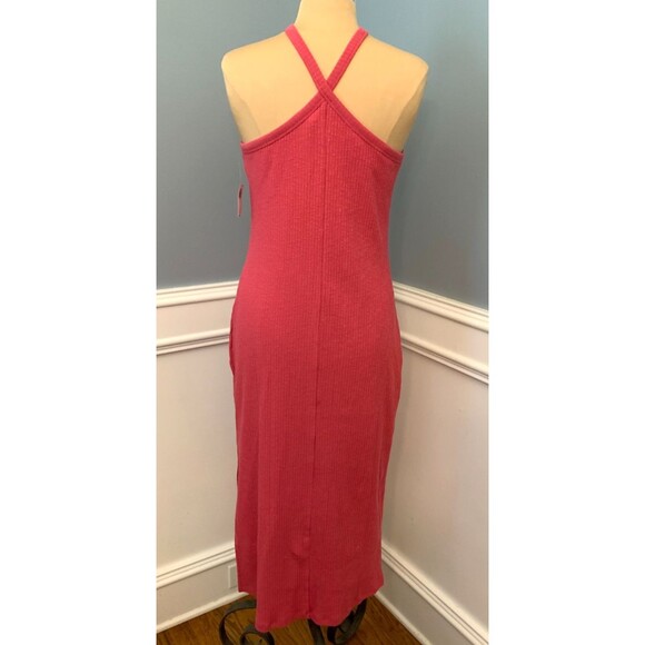 Old Navy Dress Womens XL Halter Midi Stretch Bodycon Sleeveless Pink Ribbed Knit - Picture 2 of 10
